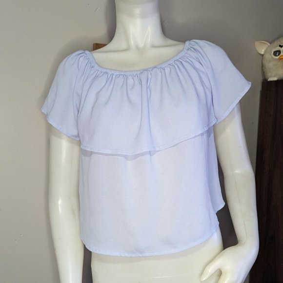 Forever 21 Tops - Forever 21 Baby Blue On/Off Shoulder Top S EUC